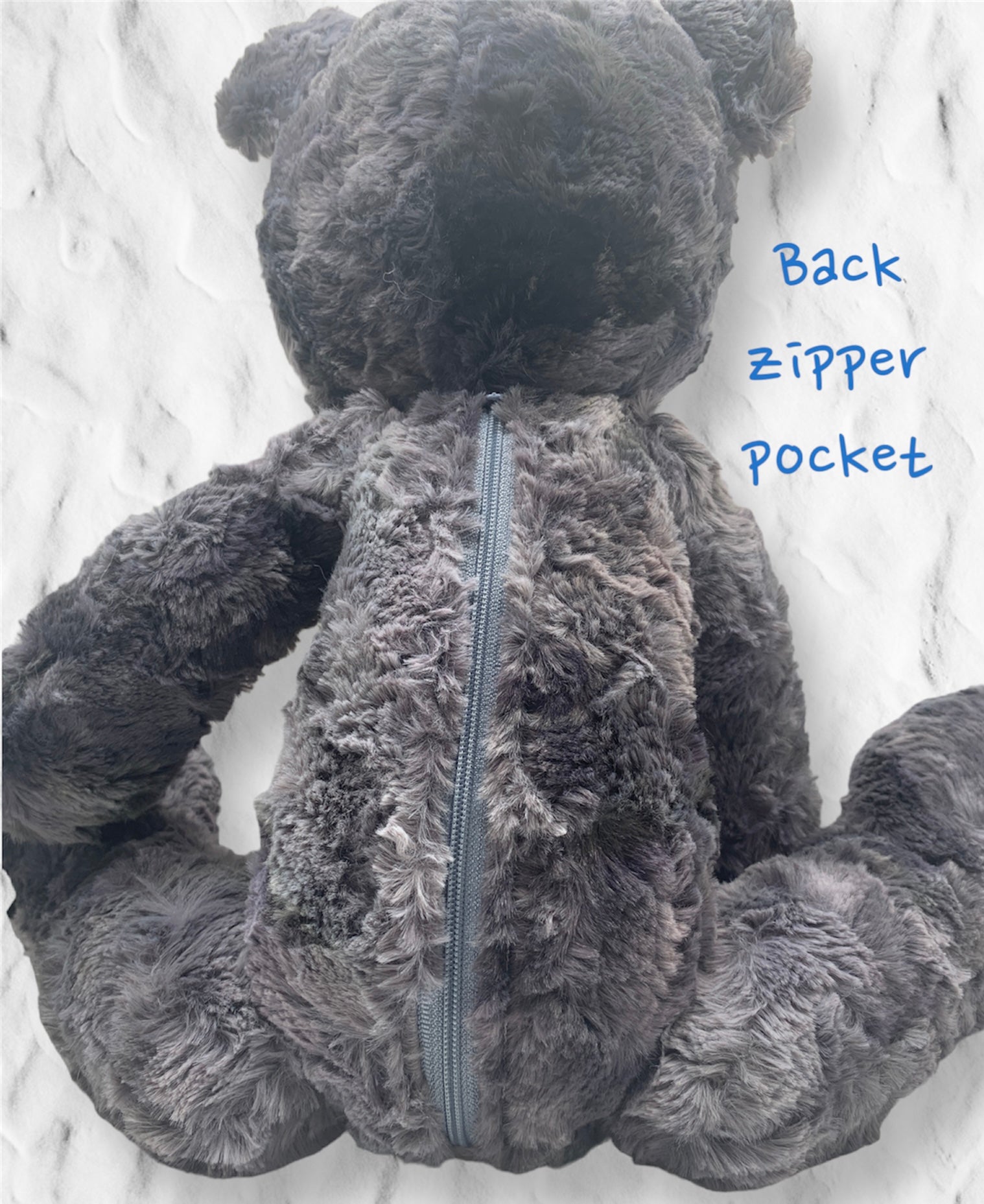 teddy bear with zipper compartment